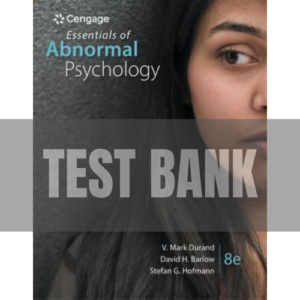 315S Essentials of Abnormal Psychology 8th Edition Durand TEST BANK